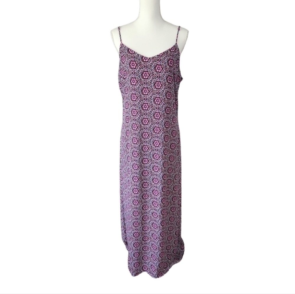 Catherine Malandrino Printed Spaghetti Strap Maxi Dress, size Medium